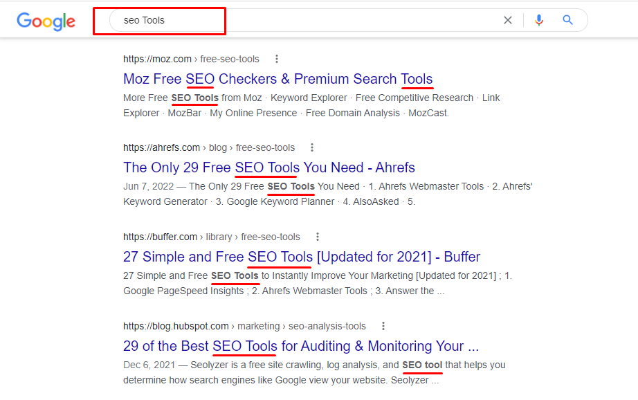 seo tools search results in google engine store